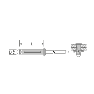 Nit o właściwościach rozkładania obciążeń Tri-Fold z łbem płaskim Aluminium/aluminium 4,8 x 16,0 mm 1000 szt. Gesipa kod: 1433821 - 2